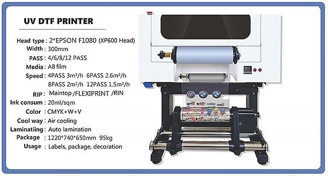 30 cm UV DTF-printer rol tot rol A3 UV DTF-printer voor fles acrylplastic