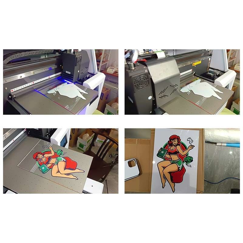 Flatbed UV-printer met een enkel 8-kanaal printkop in A3-formaat