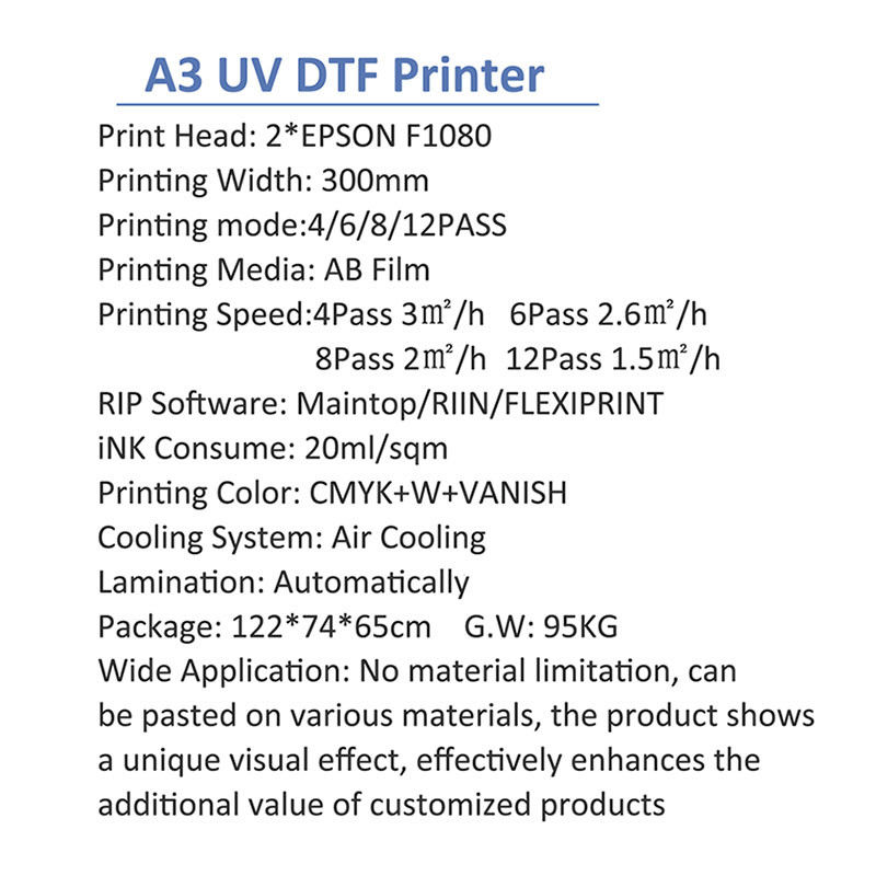 Digitale UV DTF 2 F1080 kopprinter Twee in één 30cm/60cm Printbreedte
