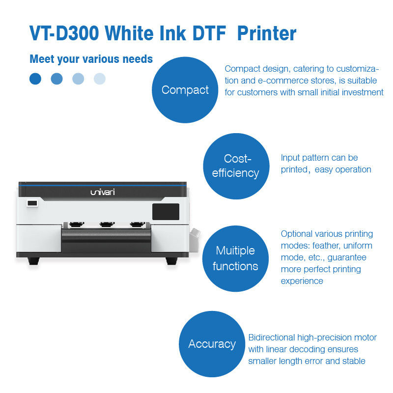 2024 Wit Digitaal A3 DTF Printer XP600 Pet Film 13 inch Voor elk Textiel